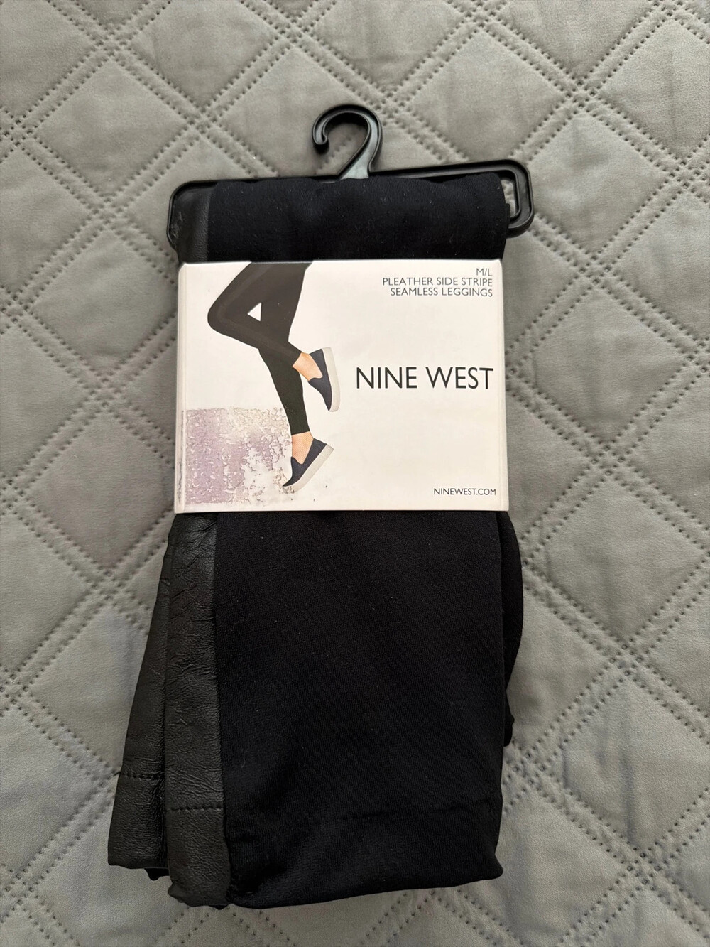 Nine West Pleather Side Stripe Seamless Leggings M/L